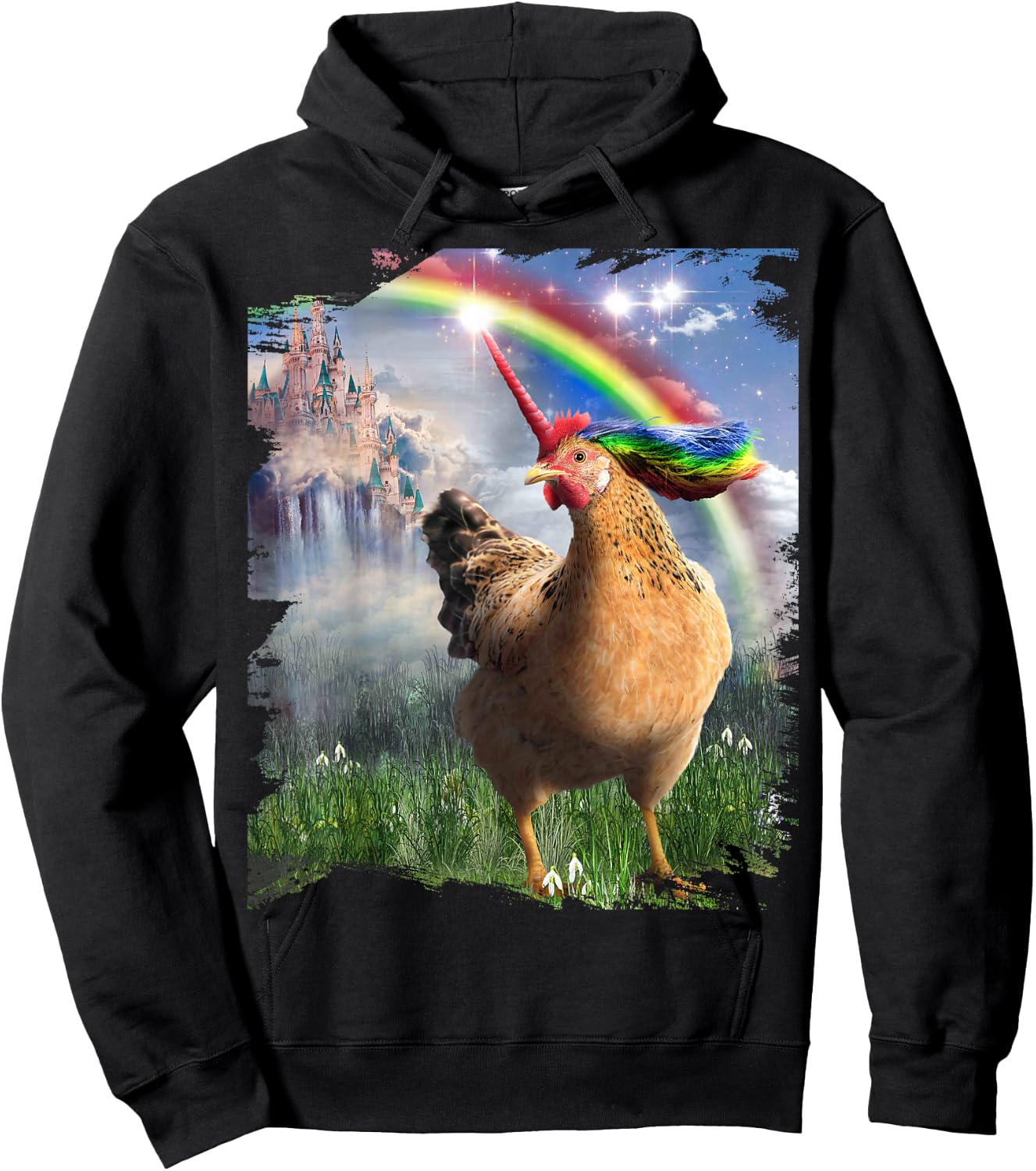 Awesome Unicorn Chicken Rainbow Chickicorn Funny Hoodie - Hoodie | Black