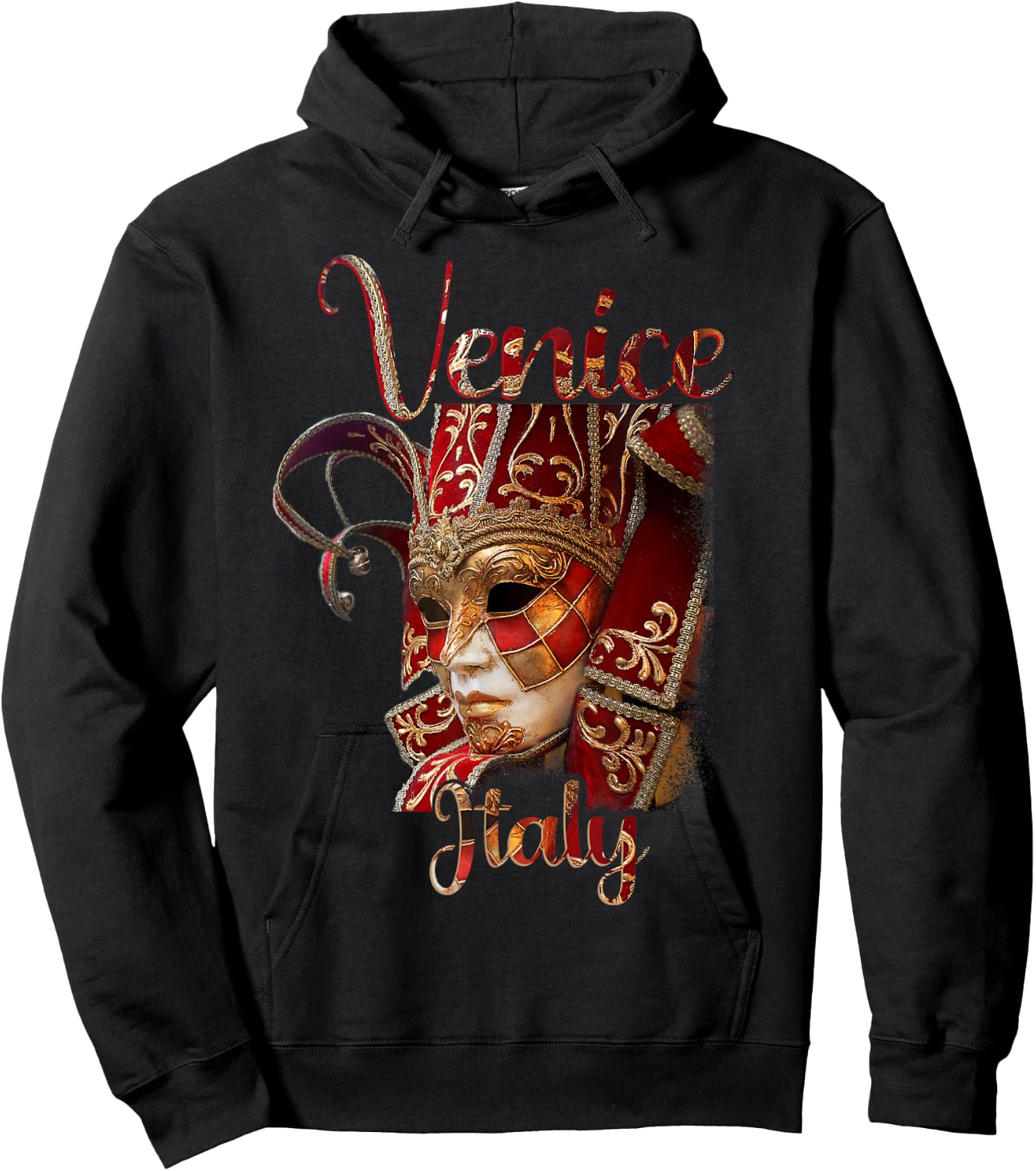 Venice Italy - Venezia Italia, Venetian Carnival Mask Hoodie - Hoodie | Black