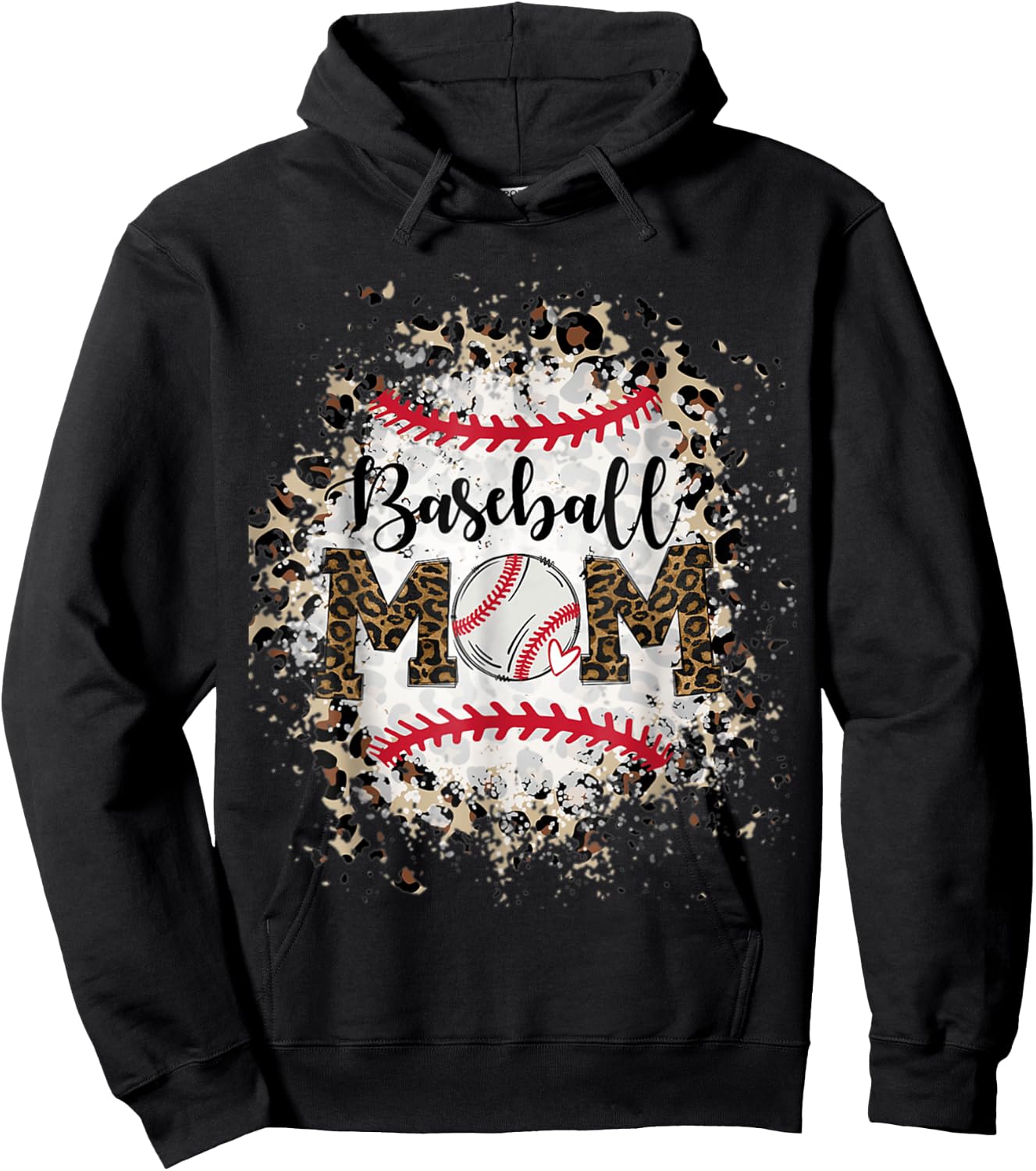 Bleached Softball Baseball Mom Leopard Mother's Day Hoodie - Hoodie | Black