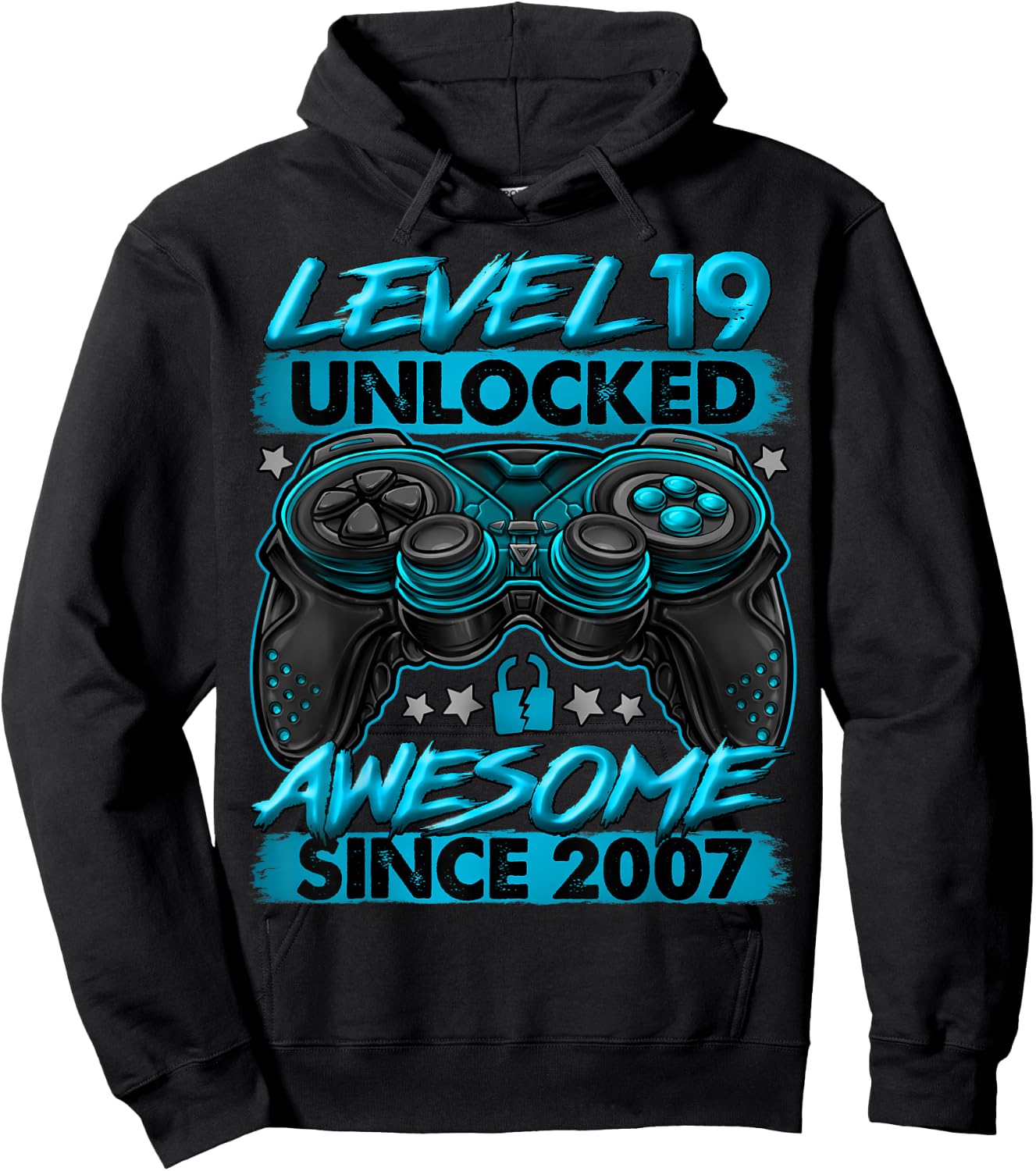 Level 19 Unlocked 19 Year Old Gifts Boys 19th Birthday Boy Hoodie - Hoodie | Black