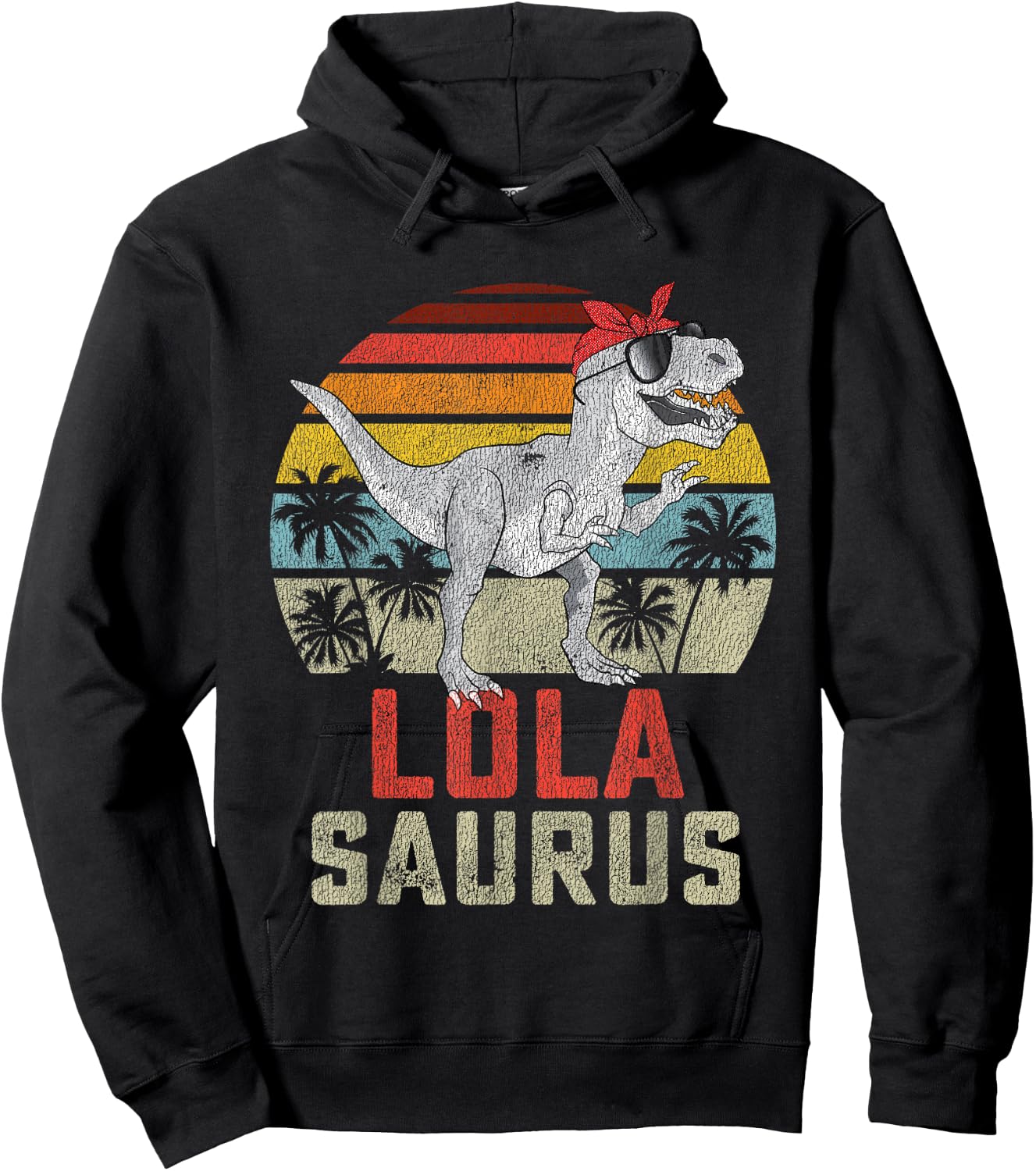 Lolasaurus T Rex Dinosaur Lola Saurus Family Matching Hoodie - Hoodie | Black