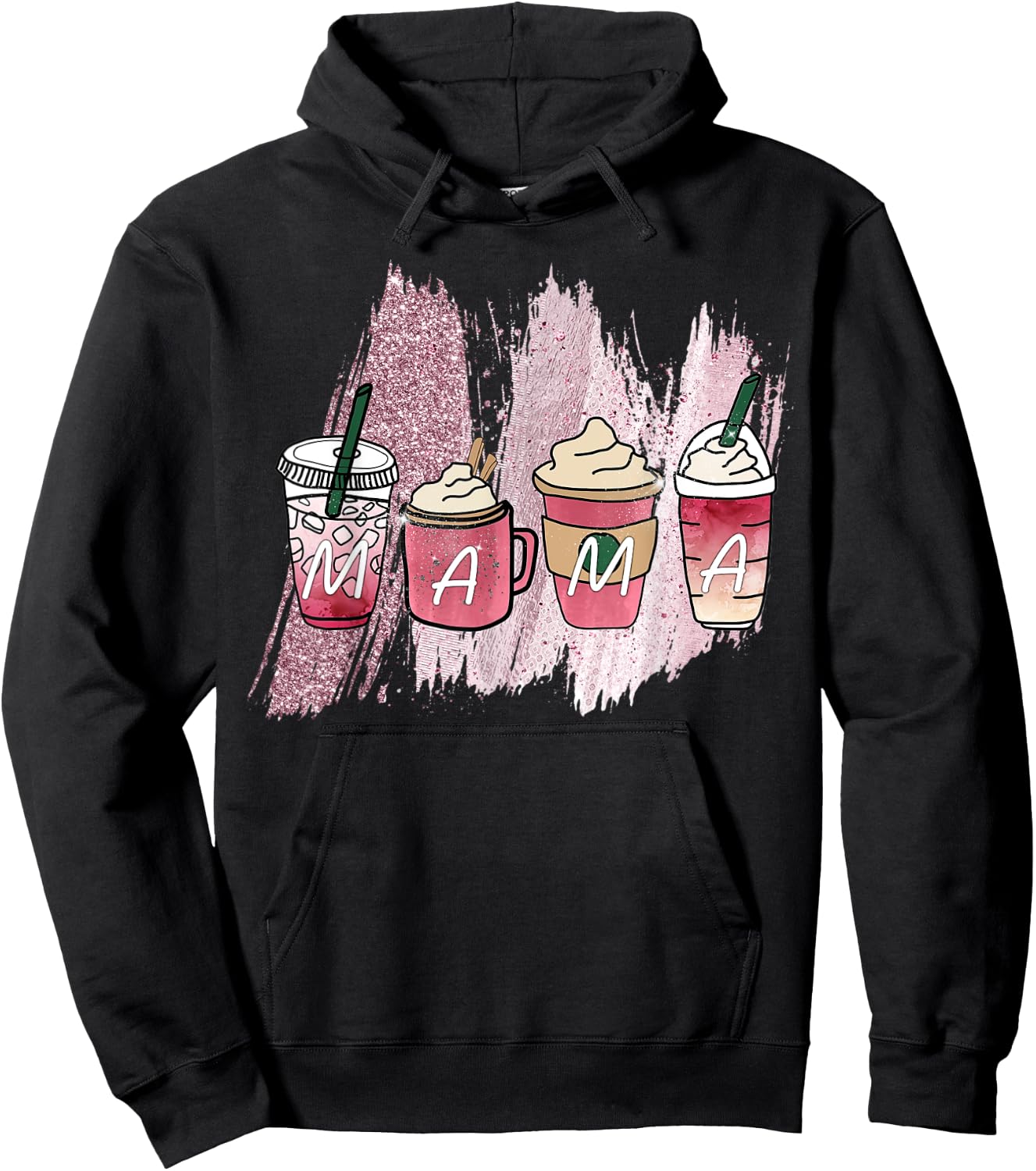 Cute Coffee Mama Love Mama Gift Hoodie - Hoodie | Black