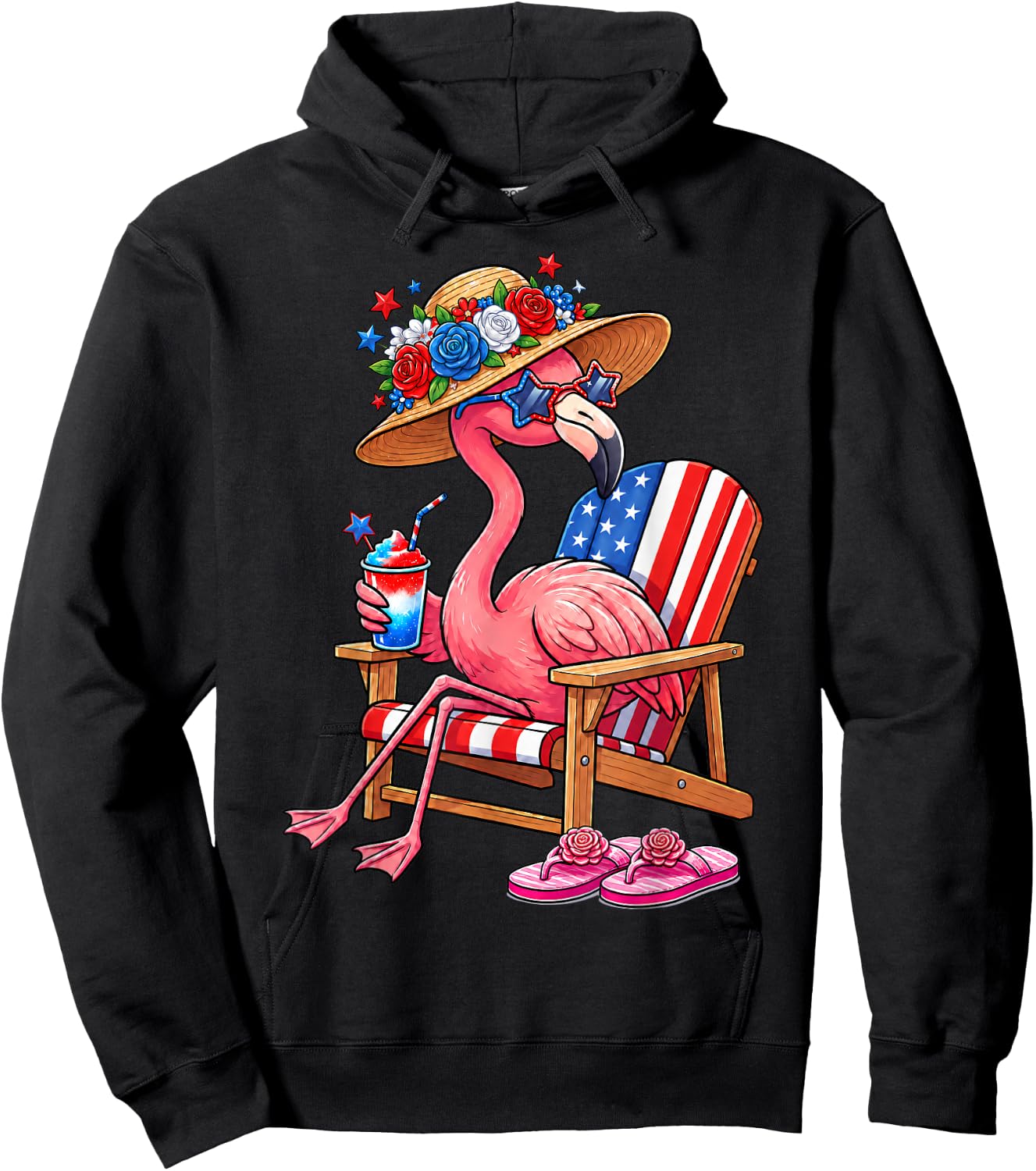 Flamingo Pink Palm Tree Tropical Beach Summer Vacation Women Hoodie - Hoodie | Black