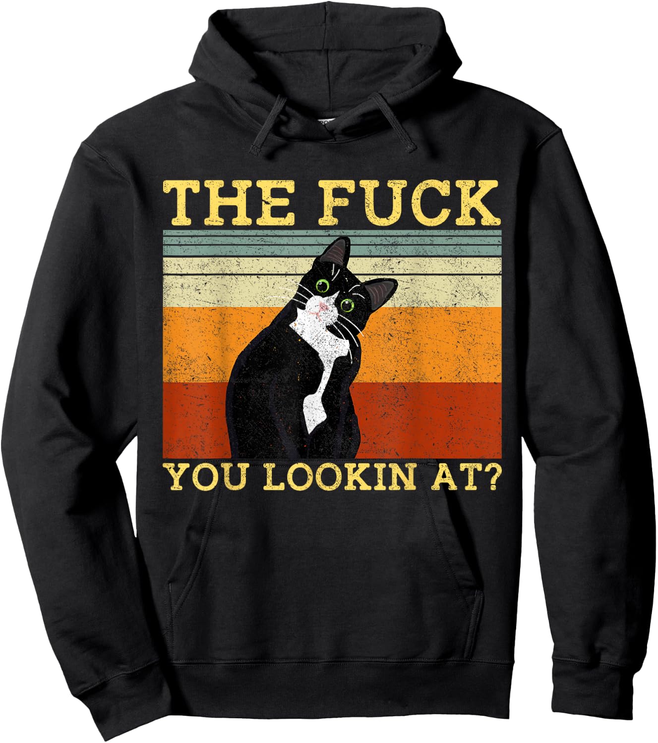 The Fuck You Lookin At Cat Lovers Men Hoodie - Hoodie | Black
