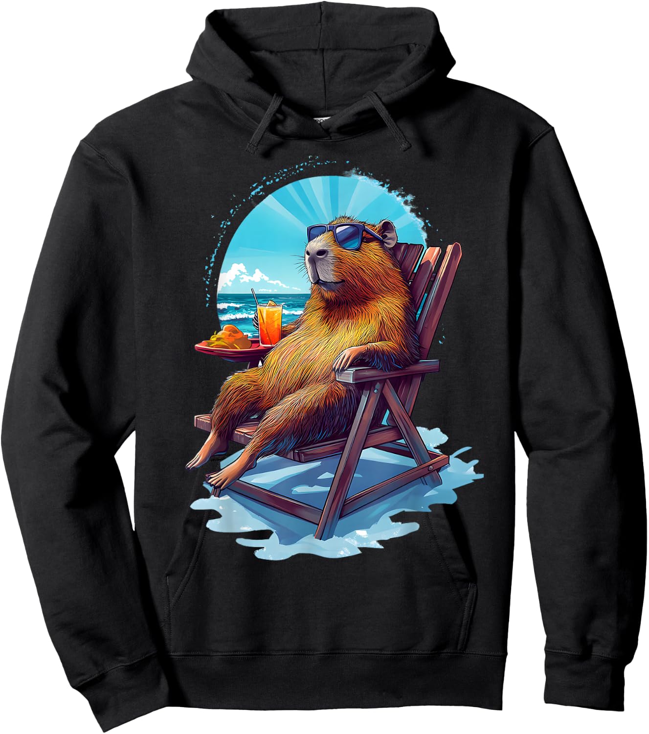 Capybara Summer Vacation Beach Ocean Sea Capybara Lovers Hoodie - Hoodie | Black