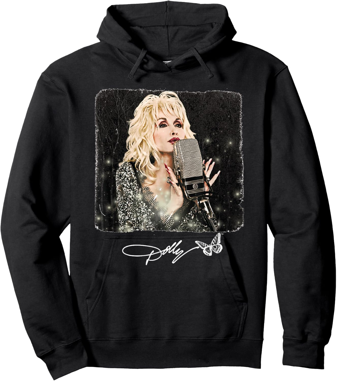 Dolly Parton Black - Small - Classic Fit - Short Sleeve - Cotton 60% Polyester 40% - Novelty - Women's Casual Shirt Hoodie - Hoodie | Black