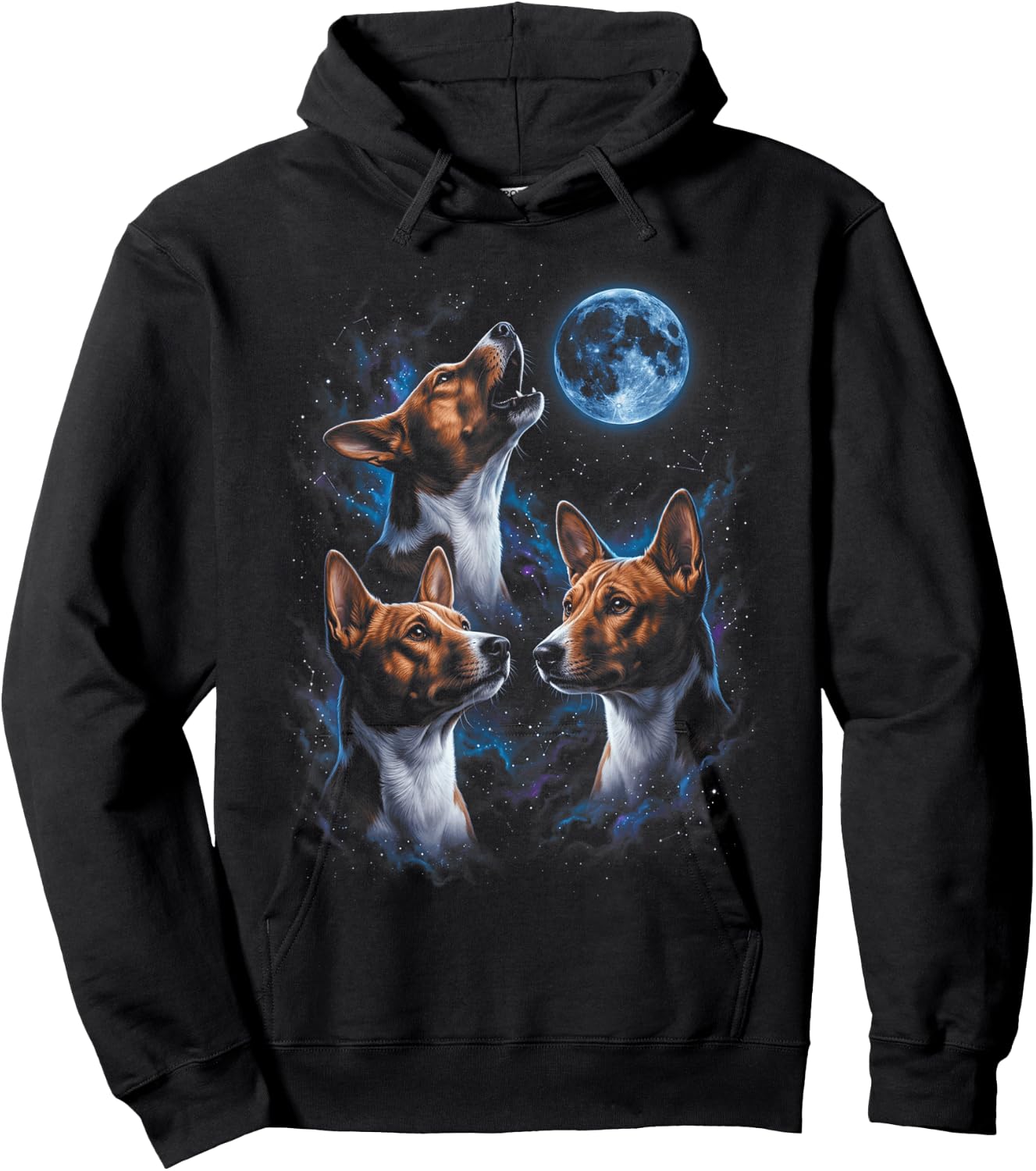 Howling At The Moon Basenji Dogs Hoodie - Hoodie | Black