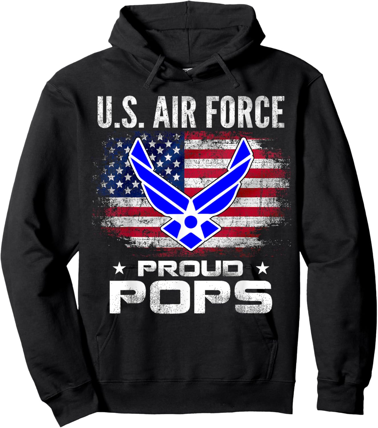 U.S Air Force Proud Pops With American Flag Gift Veteran Kids Men Hoodie - Hoodie | Black