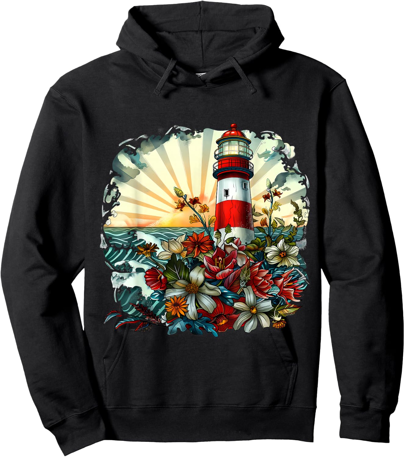 Lighthouse Seaside House Sailing Sea Beach Boating Hoodie - Hoodie | Black