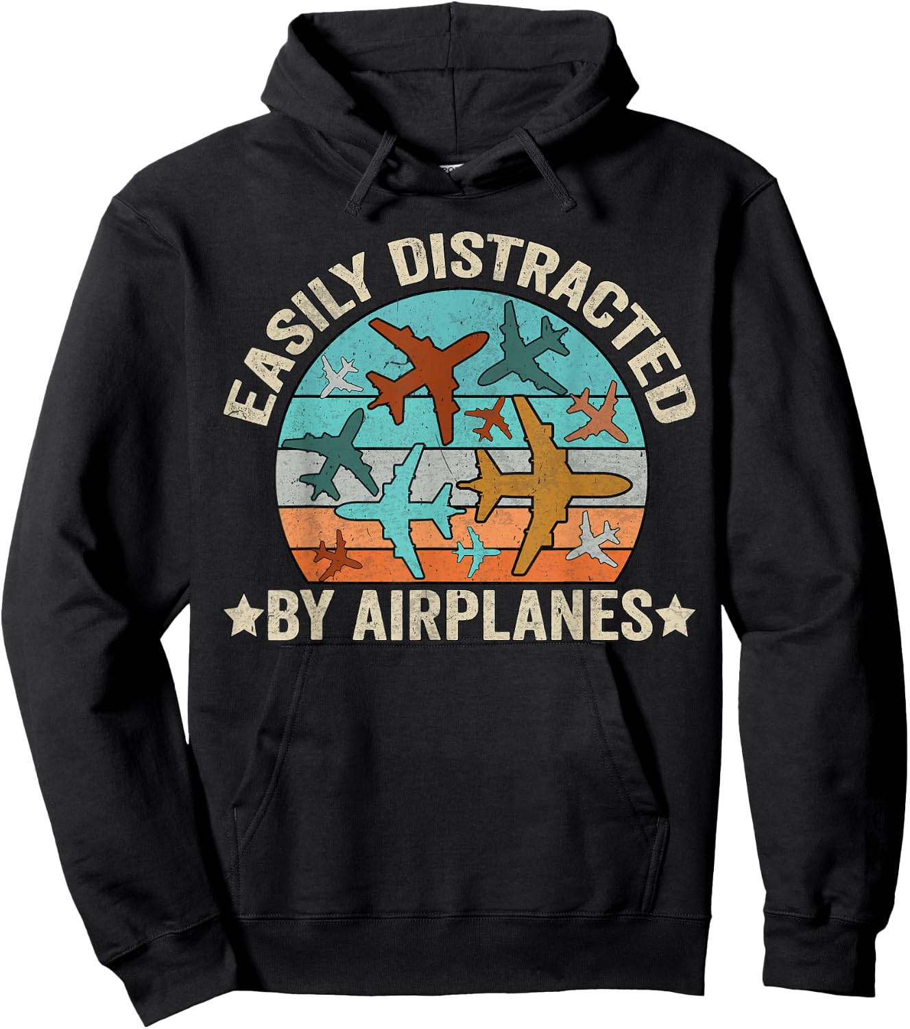 Easily Distracted By Airplanes funny airplane aviation pilot Hoodie - Hoodie | Black