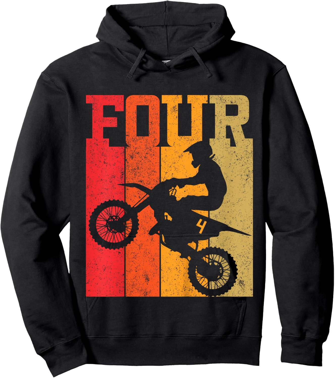 Kids 4th Birthday Boys 4 Four Dirt Bike Motocross Motorcycle race Hoodie - Hoodie | Black