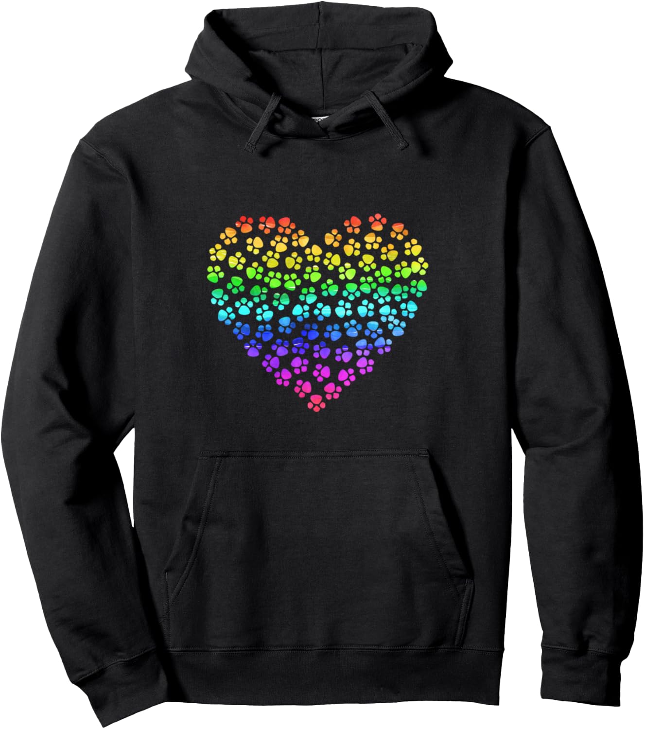 Rainbow Pawprint Heart - Pet Lover Gift Hoodie - Hoodie | Black
