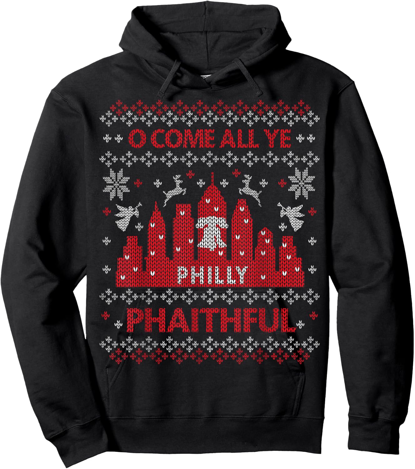 Philly Faithful Funny Philadelphia Philly Fan Ugly Christmas Hoodie - Hoodie | Black