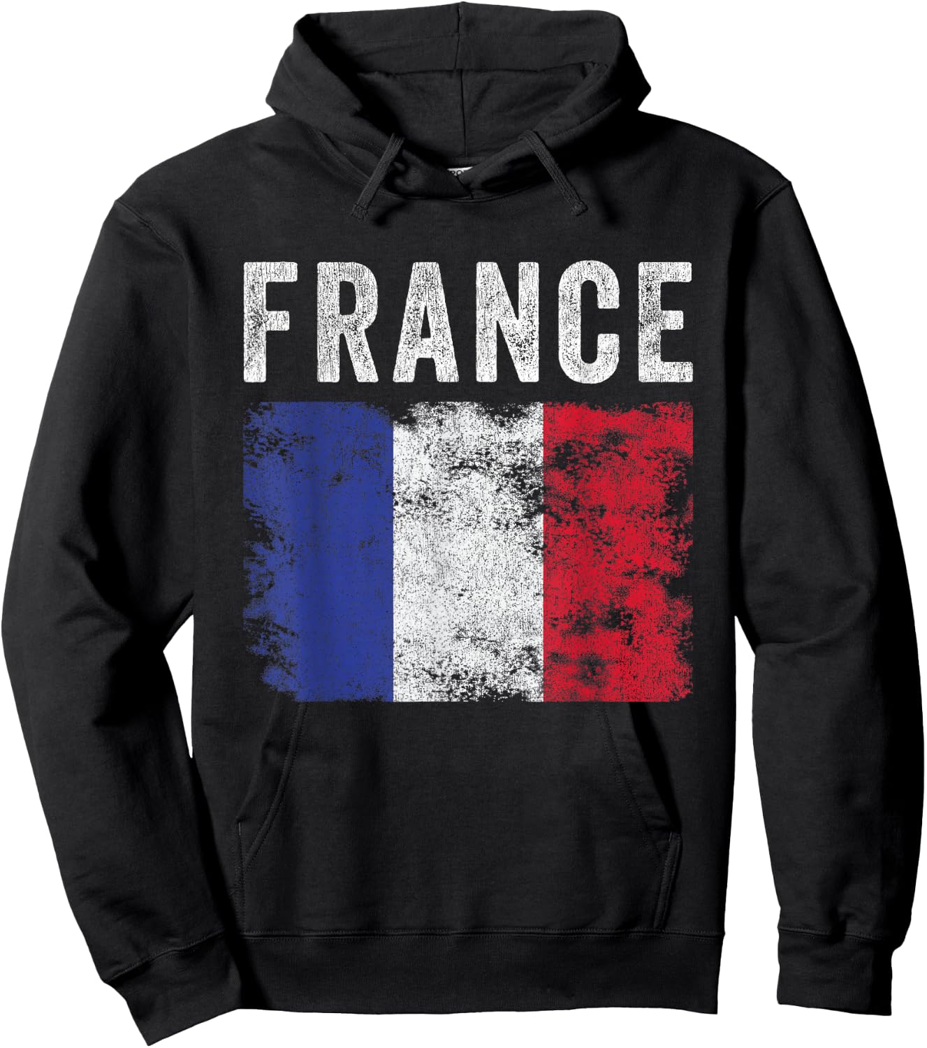 France Flag Distressed - Men Women Kids - French Flag Hoodie - Hoodie | Black