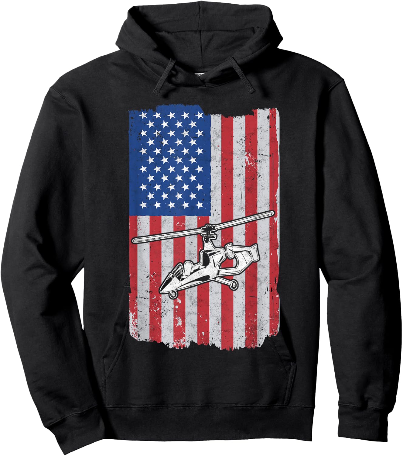 Gyrocopter USA Flag Gyroplane Autogyro Gyrocopter Hoodie - Hoodie | Black