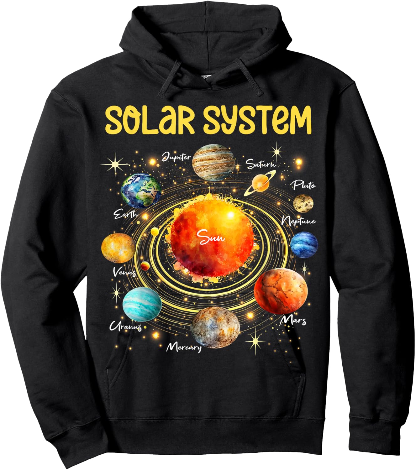 Solar System Planets Science Space Boys Girls STEM Kids Hoodie - Hoodie | Black