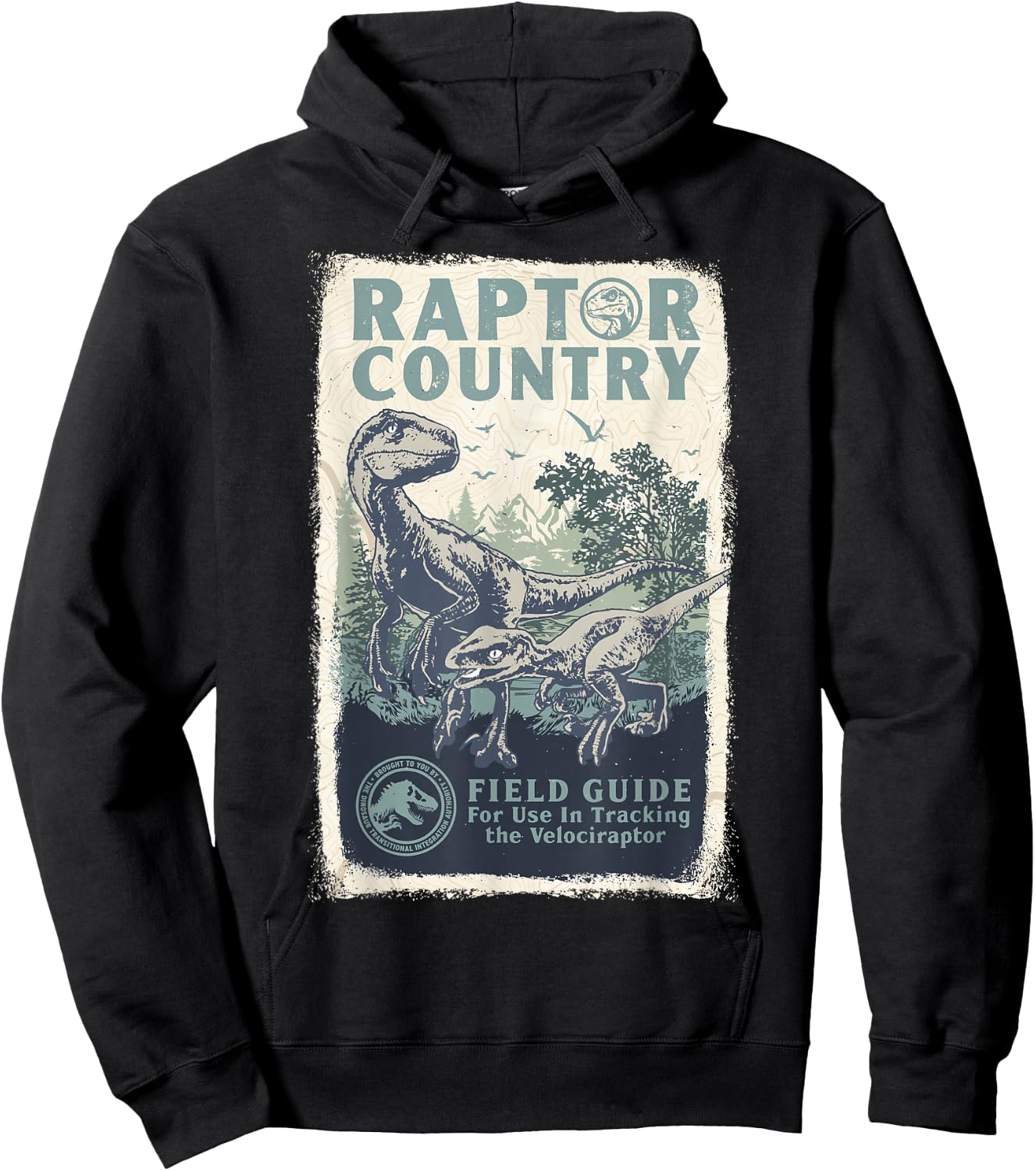 Jurassic World Dominion Velociraptor Raptor Country Poster Hoodie - Hoodie | Black