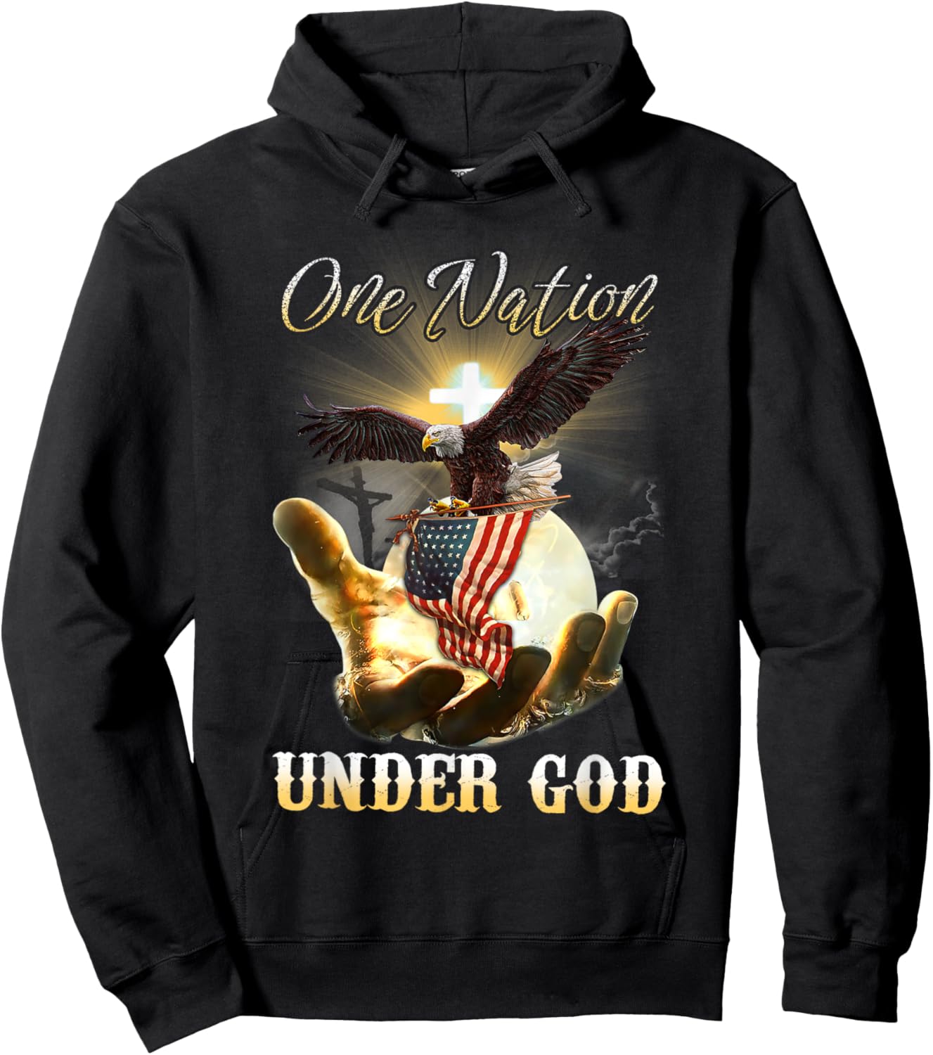 Eagle USA Christian Patriot One Nation Under God Small Hoodie - Hoodie | Black