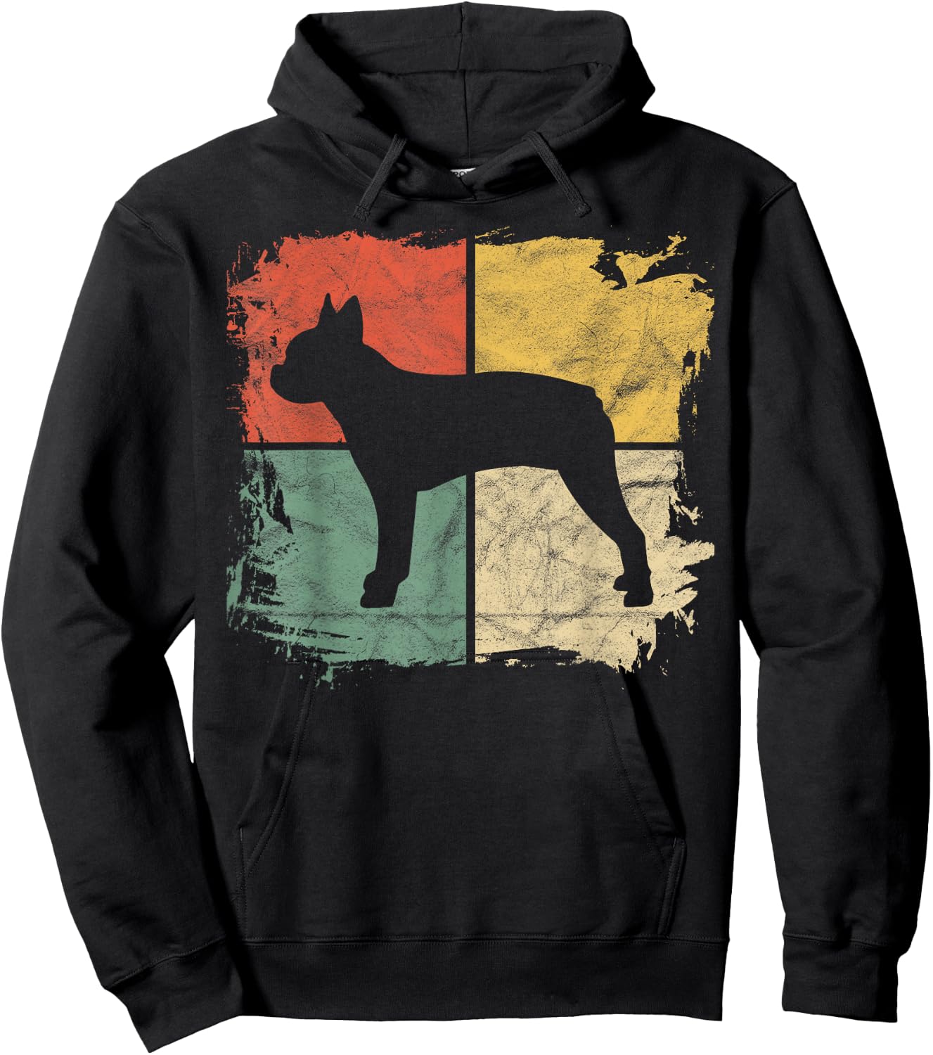 Square Retro Boston Terrier Owner Gift Dog Bostie Dad Mom Hoodie - Hoodie | Black