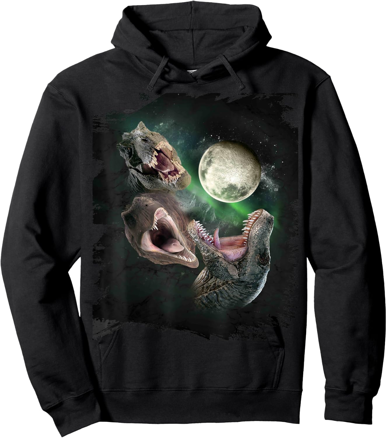 3 Dinosaurs Moon, Wolf Dinosaur, Wolves Howl Hoodie - Hoodie | Black