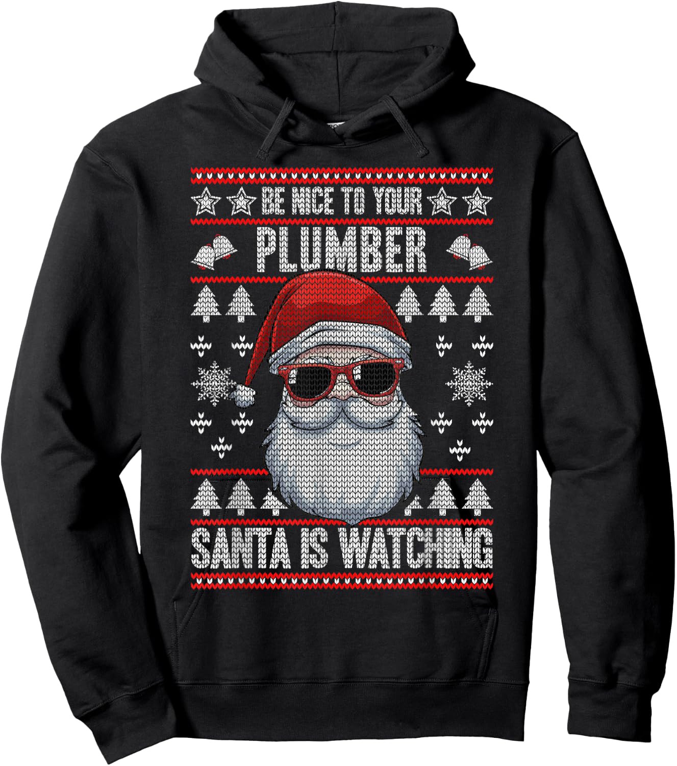 Santa Is Watching Be Nice To Your Plumber Christmas Plumbing Hoodie - Hoodie | Black