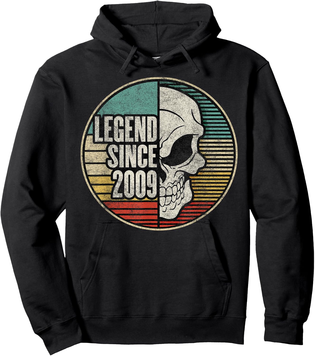 Legend Since 2009 Birthday Vintage Skull Hoodie - Hoodie | Black