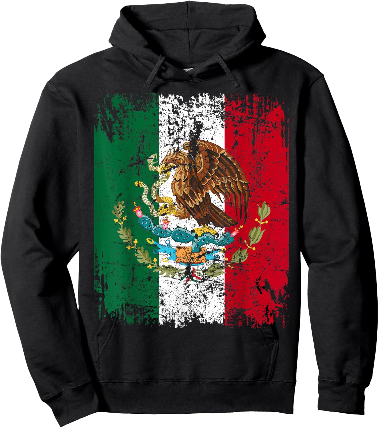 Mexico Flag Vintage | Men Women Kids | Mexico Small Hoodie - Hoodie | Black