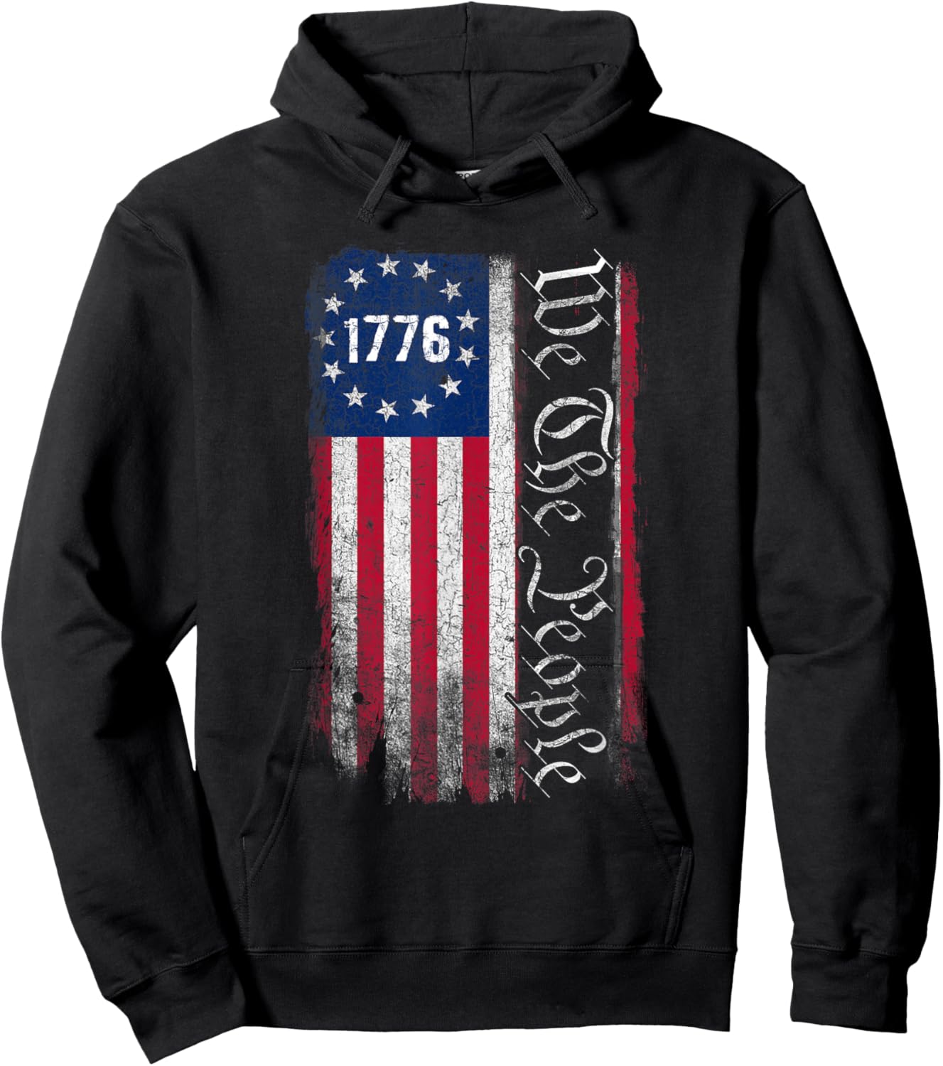 1776 We The People Betsy Ross 4th of July American Flag Men Hoodie - Hoodie | Black
