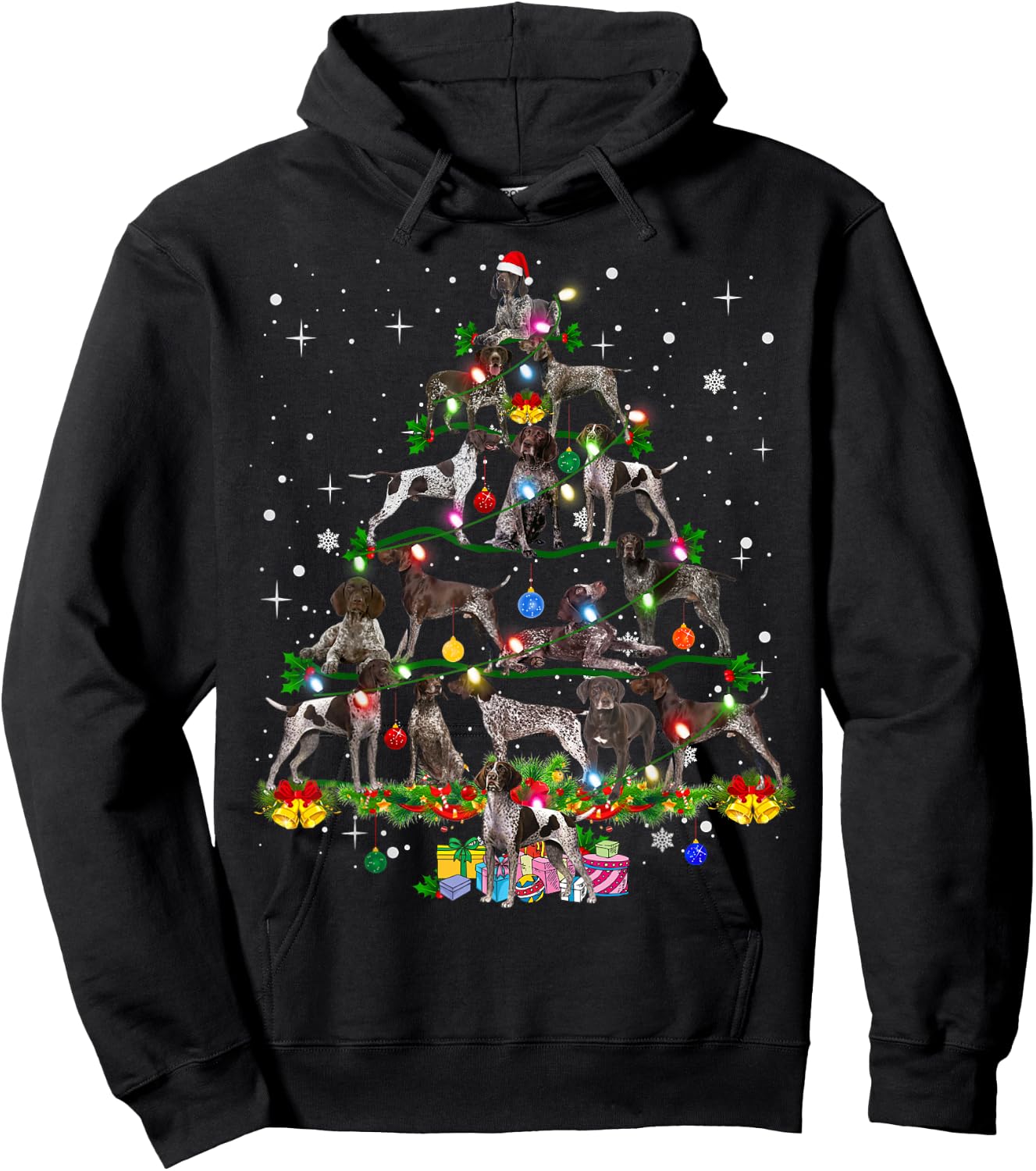 German Shorthaired Pointer Christmas Tree X-Mas Dog Dad Mom Hoodie - Hoodie | Black