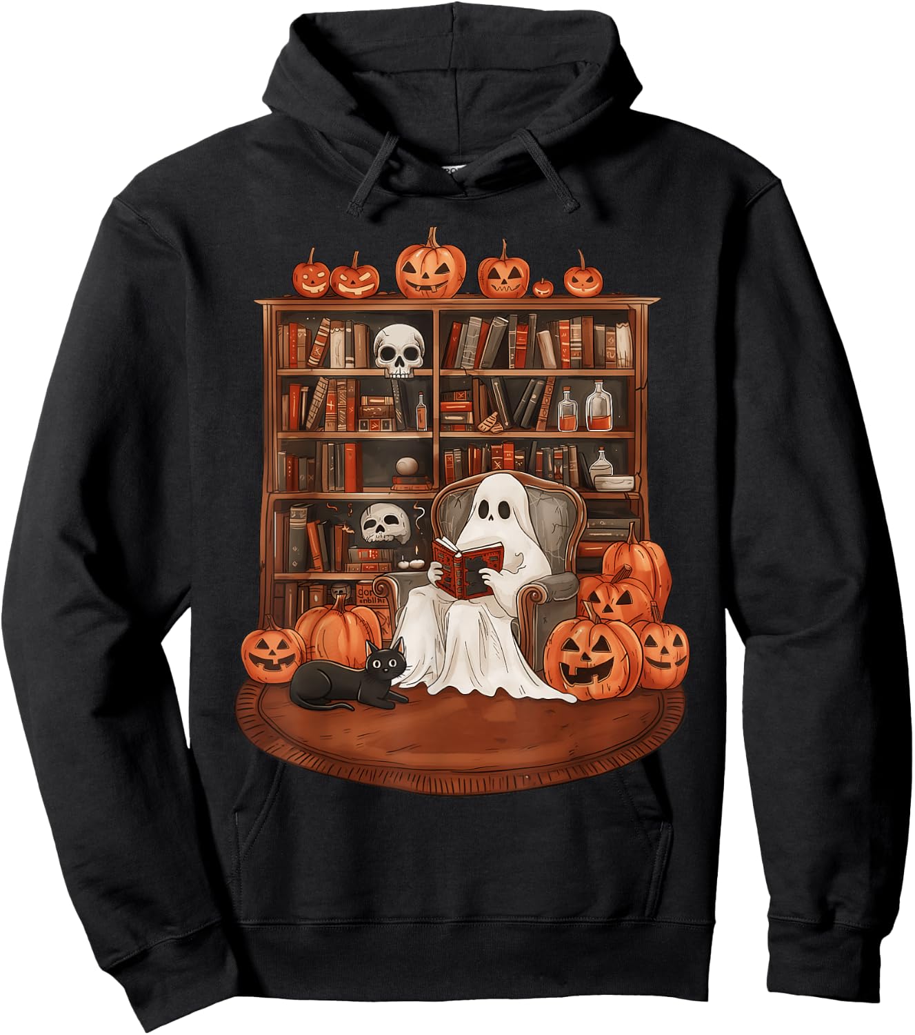 Ghost Book Reading Teacher Halloween Librarian Book Lovers Hoodie - Hoodie | Black