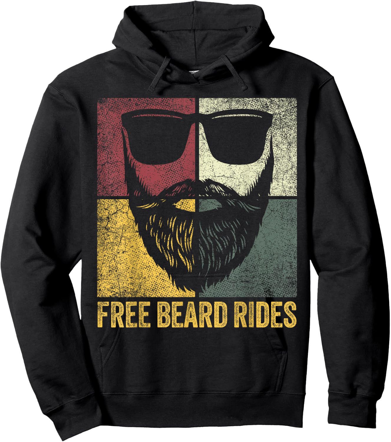 Father's Day Gift Free Beard Rides Husband Dad Bearded Funny Hoodie - Hoodie | Black