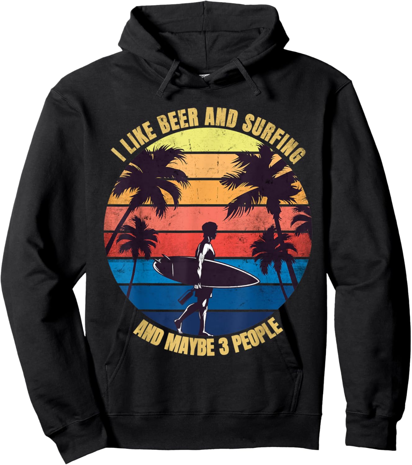 I like Beer Surfing maybe 3 people Vintage Hoodie - Hoodie | Black