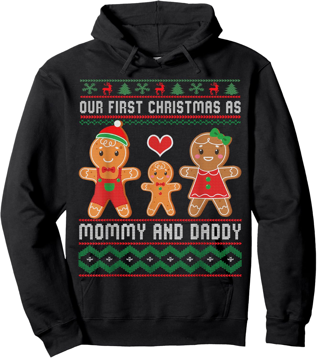 Our First Christmas As Mommy and Daddy Matching Family Hoodie - Hoodie | Black