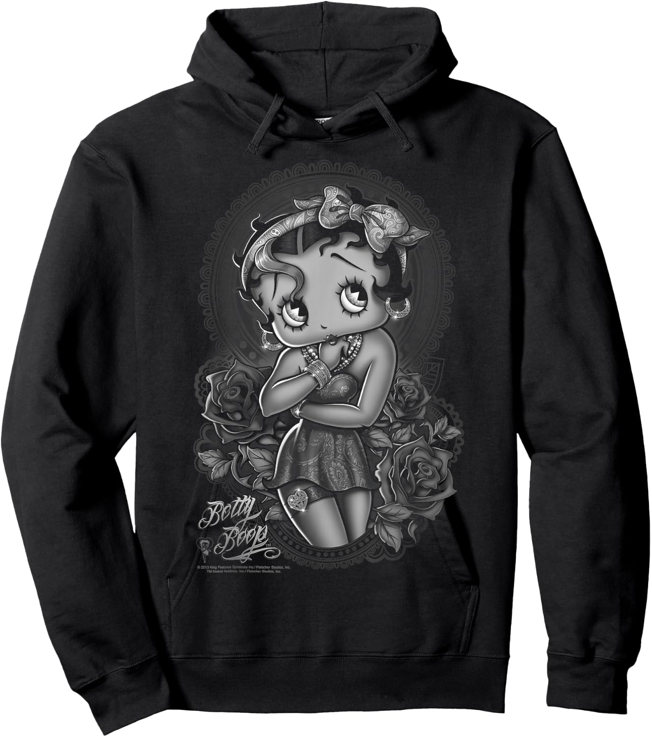 Betty Boop Fashion Roses Hoodie - Hoodie | Black