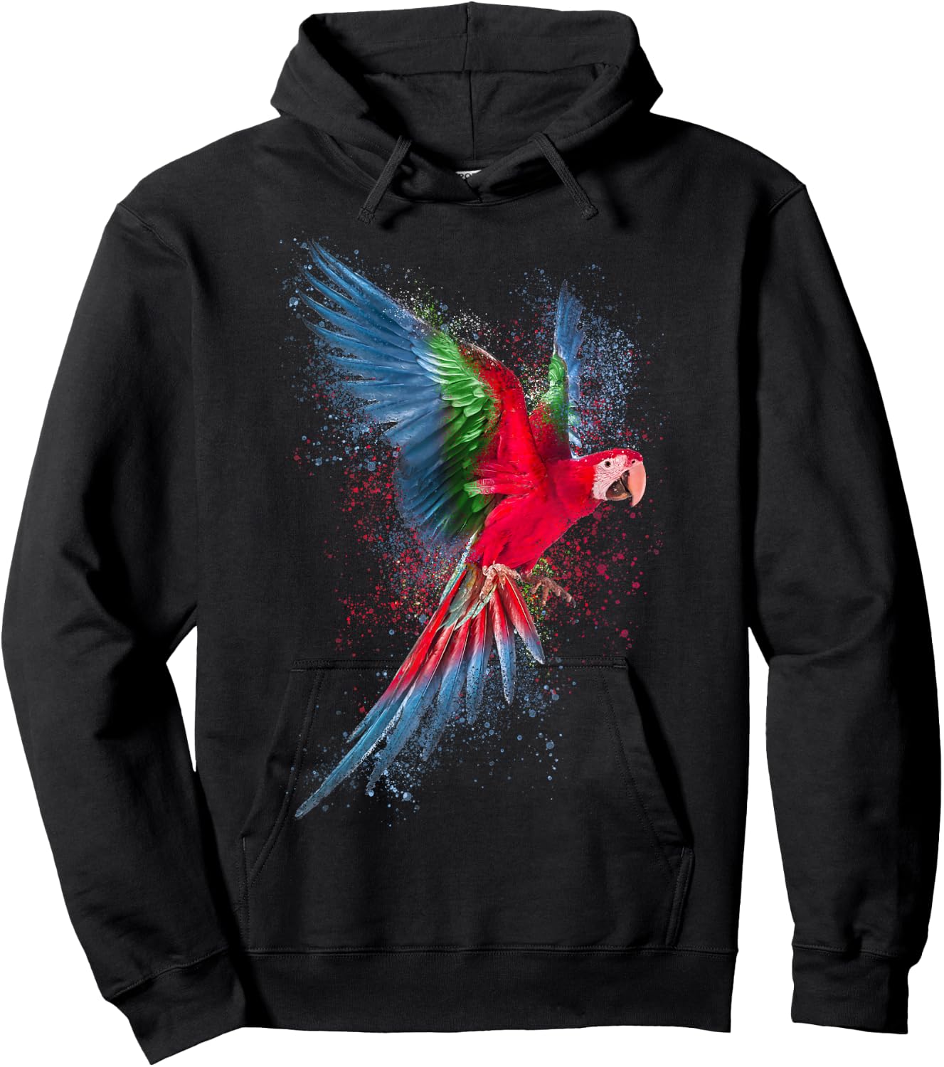 Parrot Colourful Art Animal Bird Motif Hoodie - Hoodie | Black