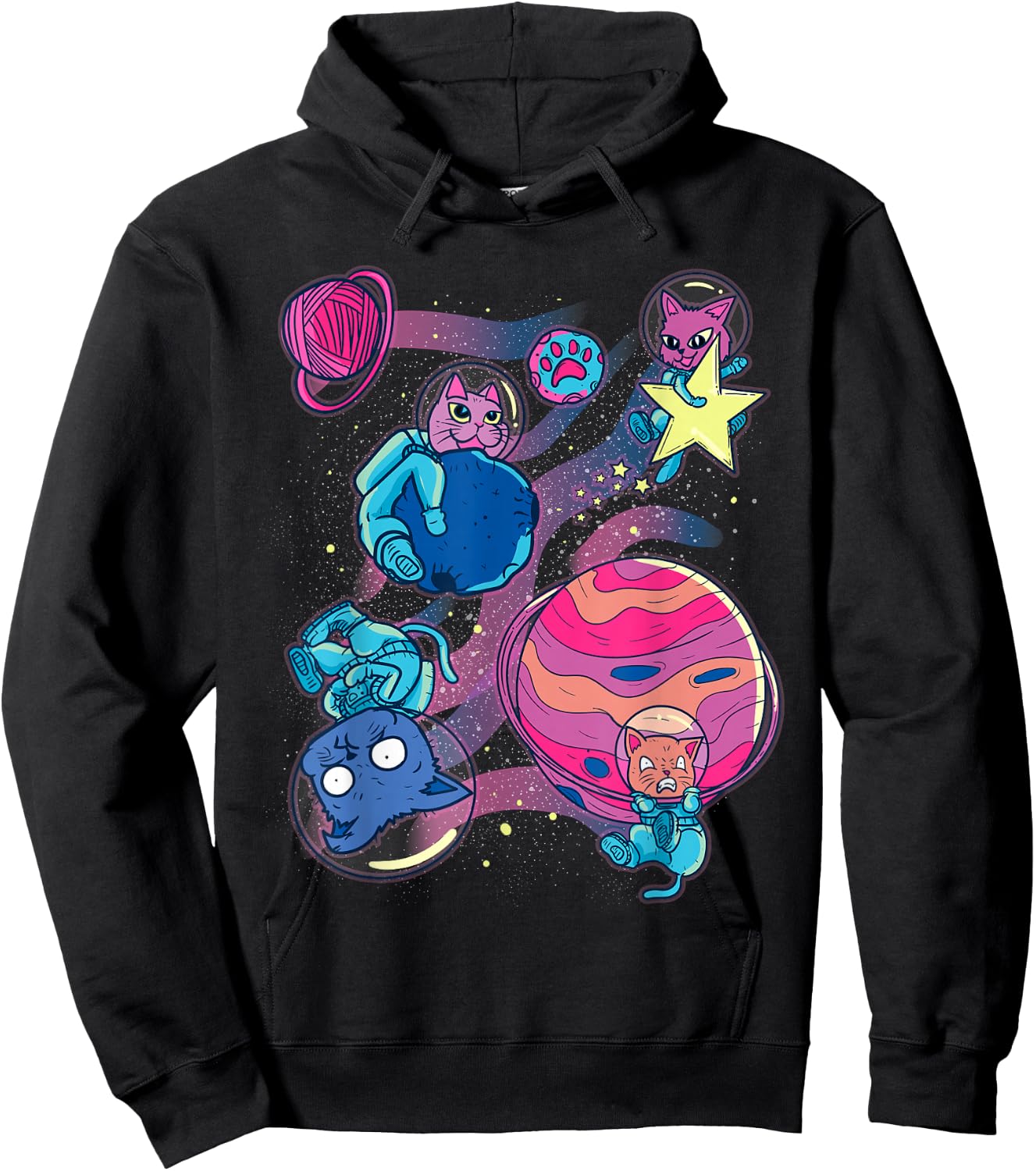 Funny Cat Astronaut Planets Outer Space Traveler Hoodie - Hoodie | Black