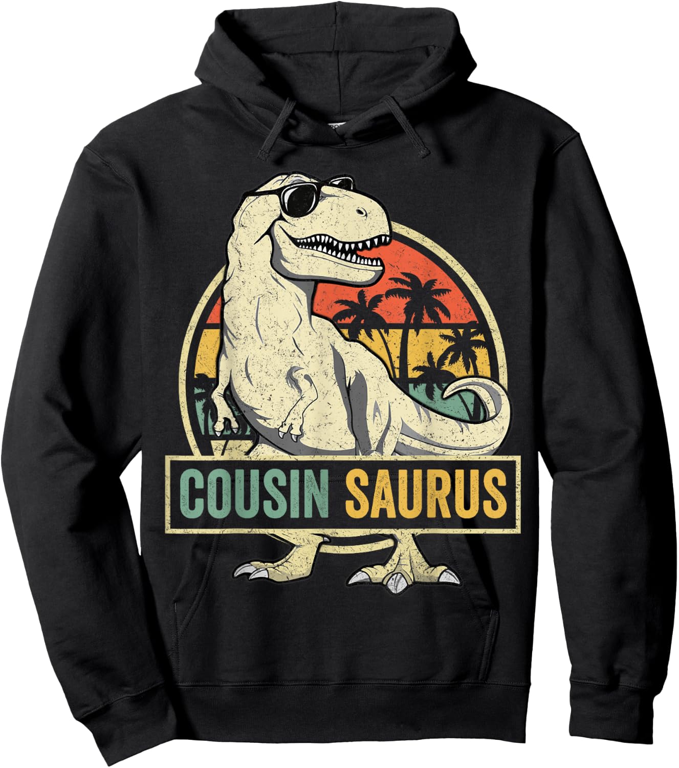 Cousinsaurus T Rex Dinosaur Cousin Saurus Boy Family Hoodie - Hoodie | Black