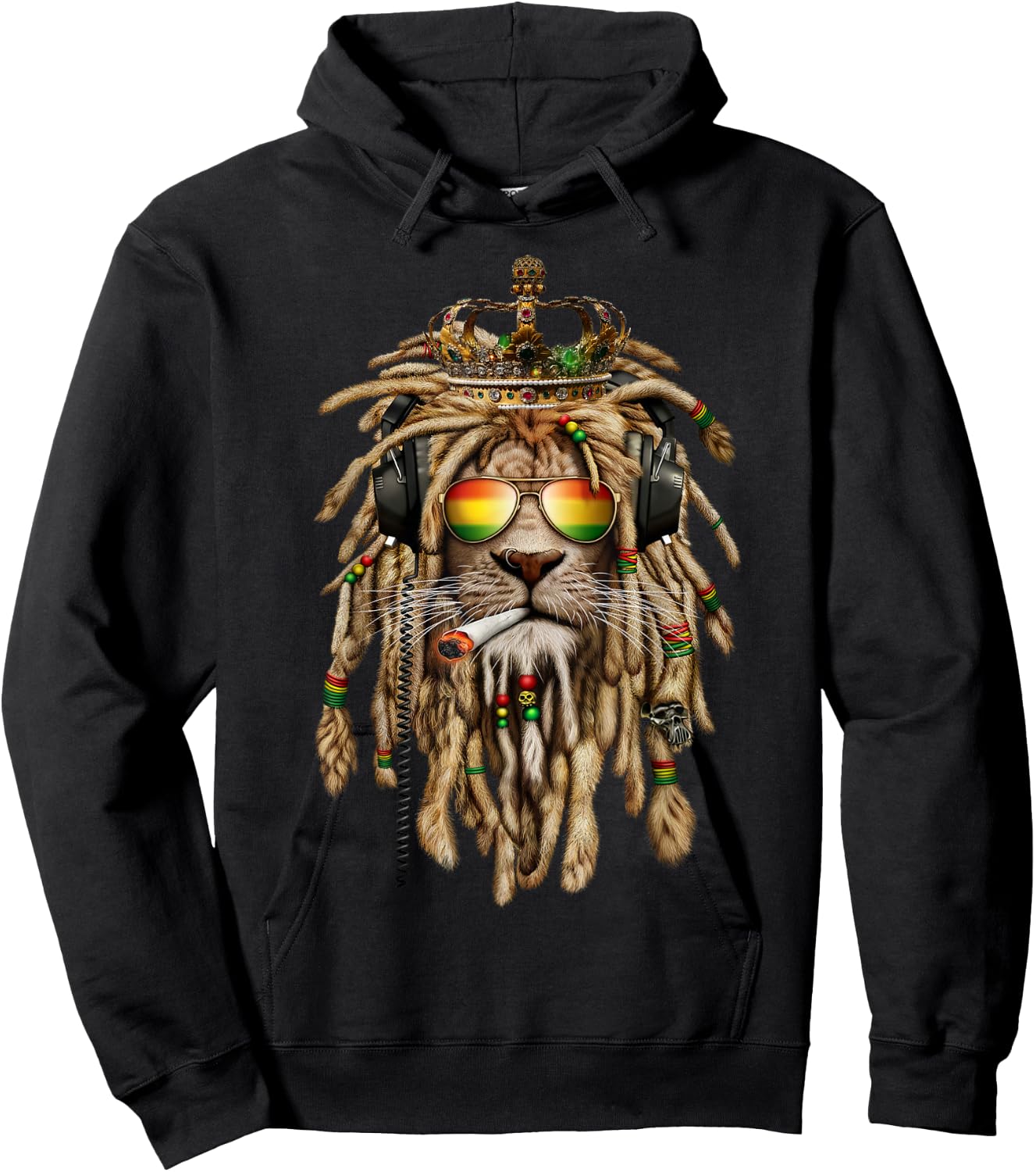 Rastafarian clothing and Reggae apparel with Reggae Lion Hoodie - Hoodie | Black
