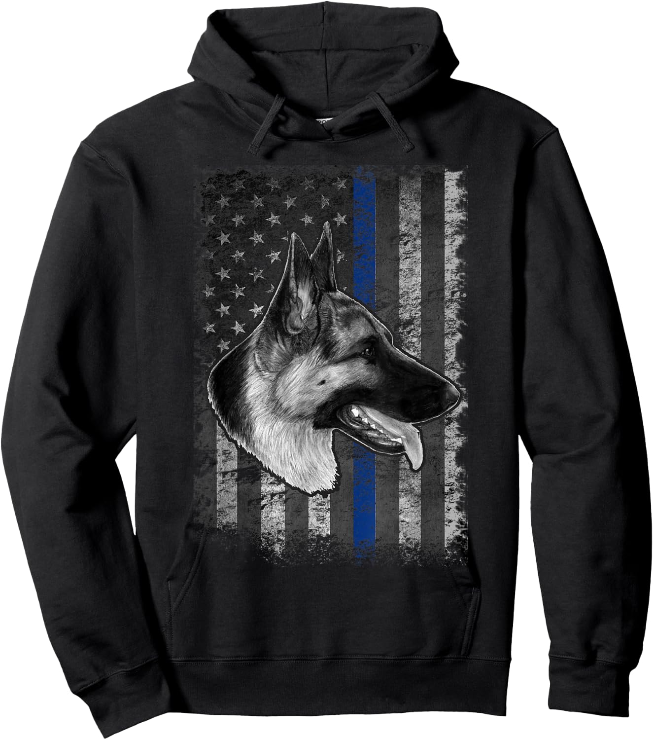 Thin Blue Line German Shepherd Police Dog K9 Hoodie - Hoodie | Black