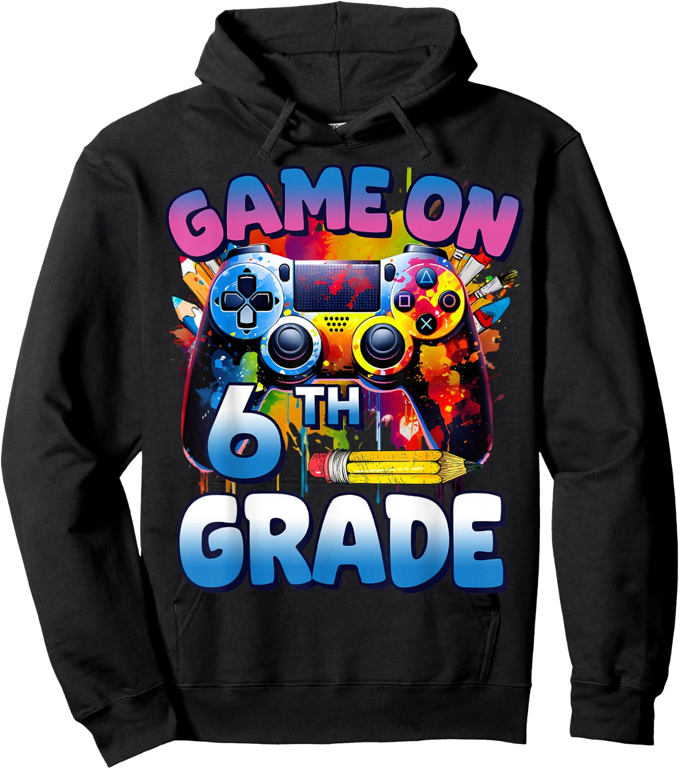 Game On 6th Grade First Day Gamer Shirt Boys Hoodie - Hoodie | Black