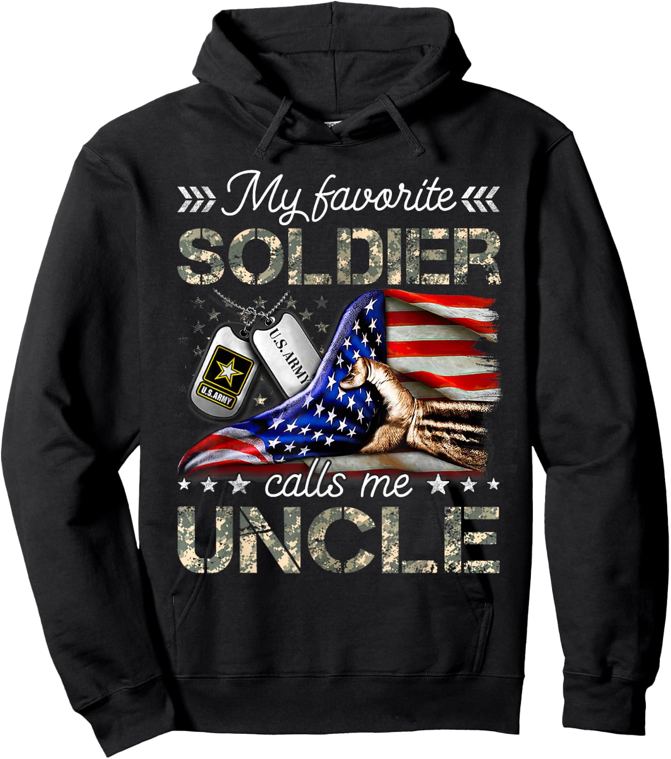 My Favorite Soldier Calls Me Uncle Proud Army Uncle Hoodie - Hoodie | Black