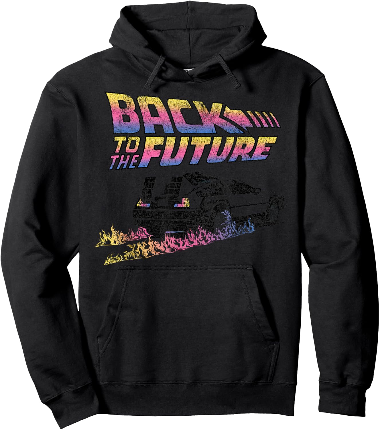 Back to The Future Delorean Flames Small Hoodie - Hoodie | Black