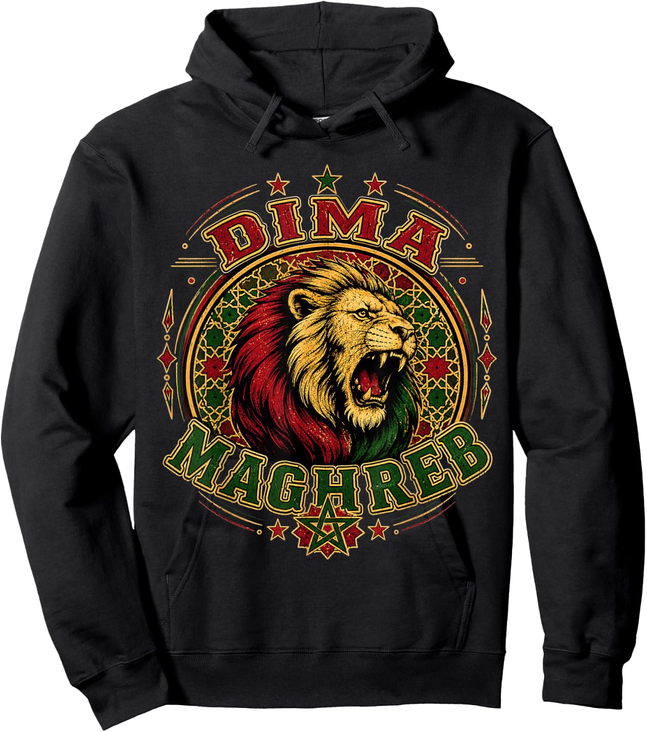 Maghreb Morocco Lion Graphic Patriotic Moroccan Hoodie - Hoodie | Black