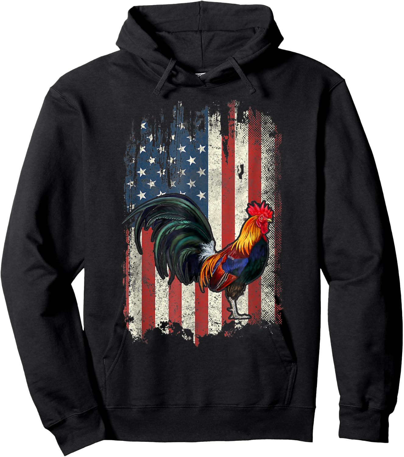 American Flag Cock Fighting Rooster Chicken Hoodie - Hoodie | Black