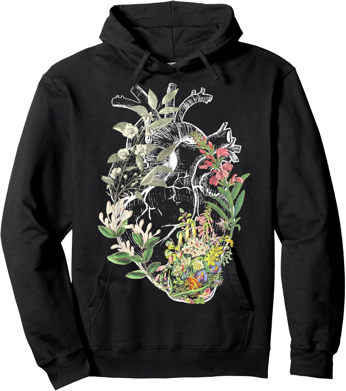 Anatomical Heart And Flowers Show Your Love Hoodie - Hoodie | Black