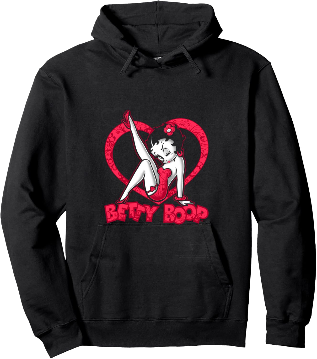 Betty Boop Scrolling Hearts Hoodie - Hoodie | Black