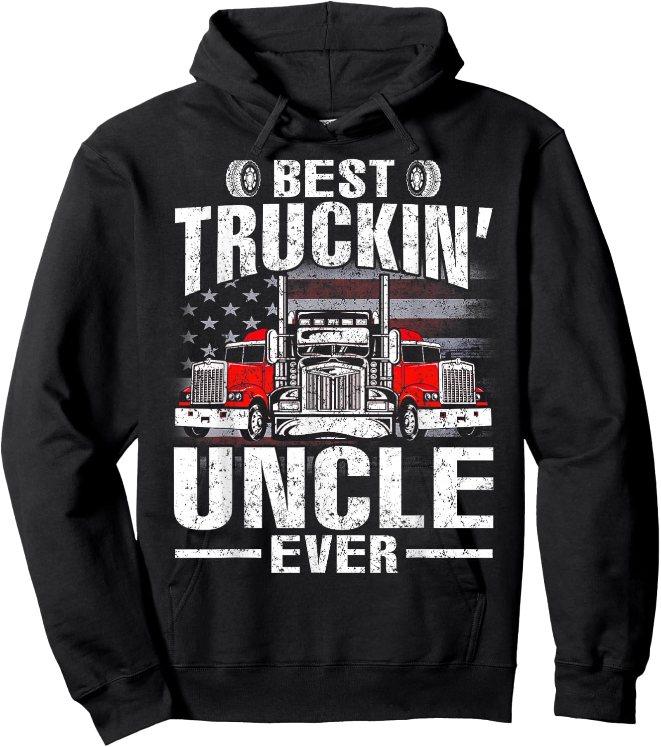 Best Truckin' Uncle Ever USA Flag Men Hoodie - Hoodie | Black