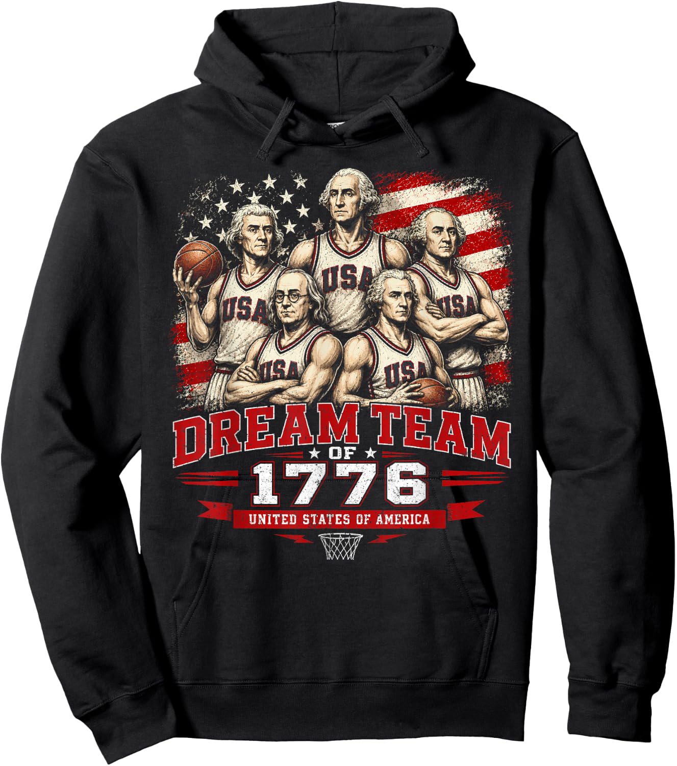 Dream Team 1776 Funny Founding Fathers America 4th of July Hoodie - Hoodie | Black