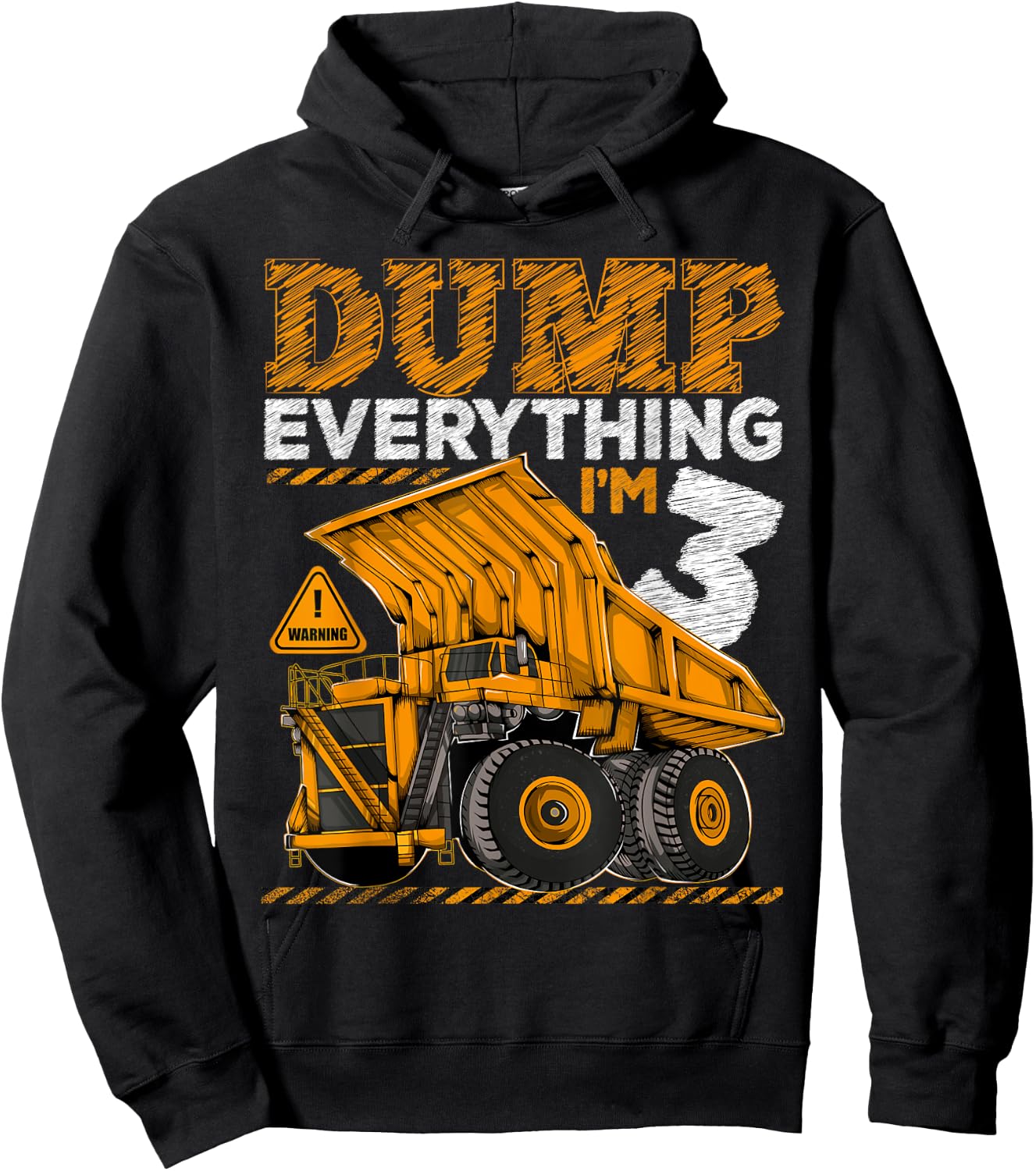 Kids 3 Years Old Construction Truck Dumper 3rd Birthday Boy Hoodie - Hoodie | Black