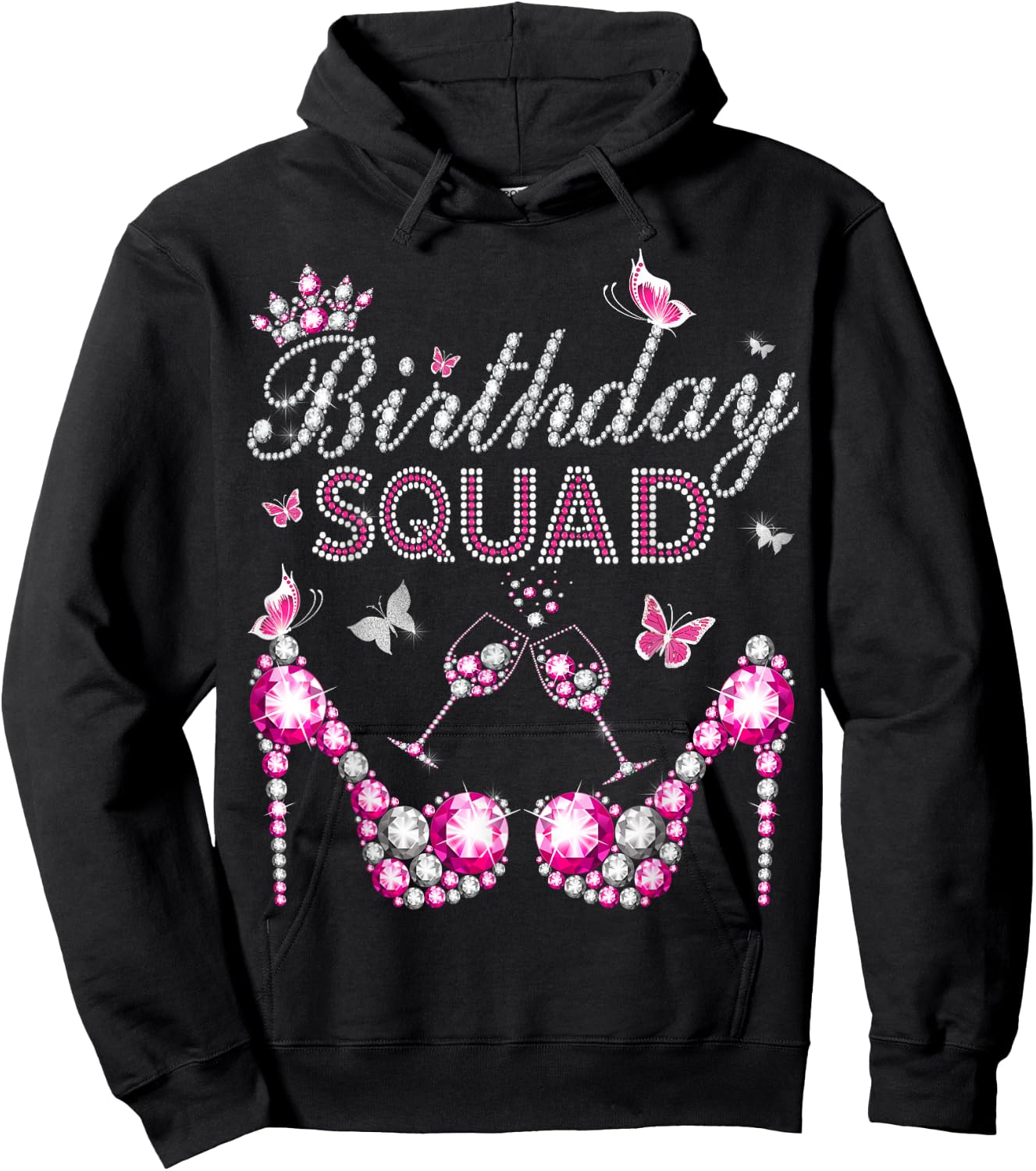 Entourage Birthday Squad Girls' Crown Heels (NO Stones) Hoodie - Hoodie | Black